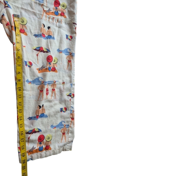 Peter Alexander Beachscapes 100% Pajama Bottom 3/4 Cream Red Blue Women's Medium - Picture 14 of 14